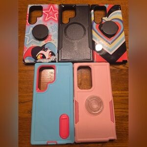 Lot Of 5 Phone Cases For Galaxy S24 Ultra - Black, Pink, Teal, Fizzarolli, Heart